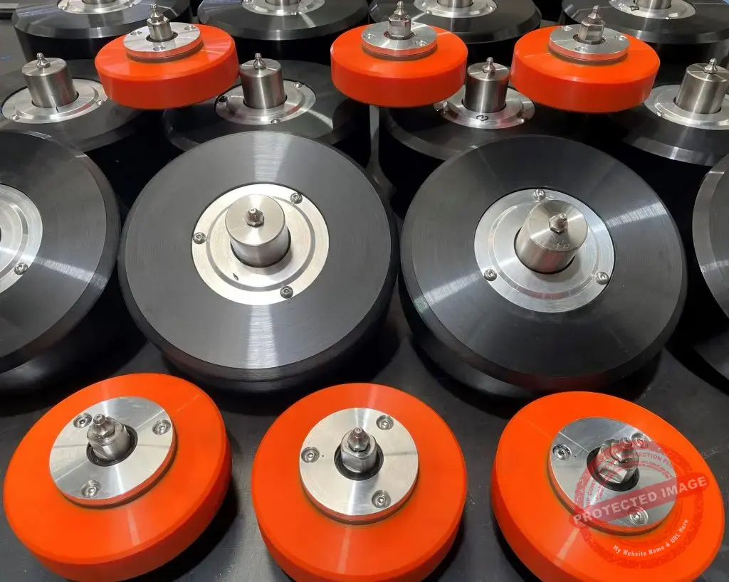 Cast polyurethane wheels manufactured by Elastomers Queensland, Clontarf QLD